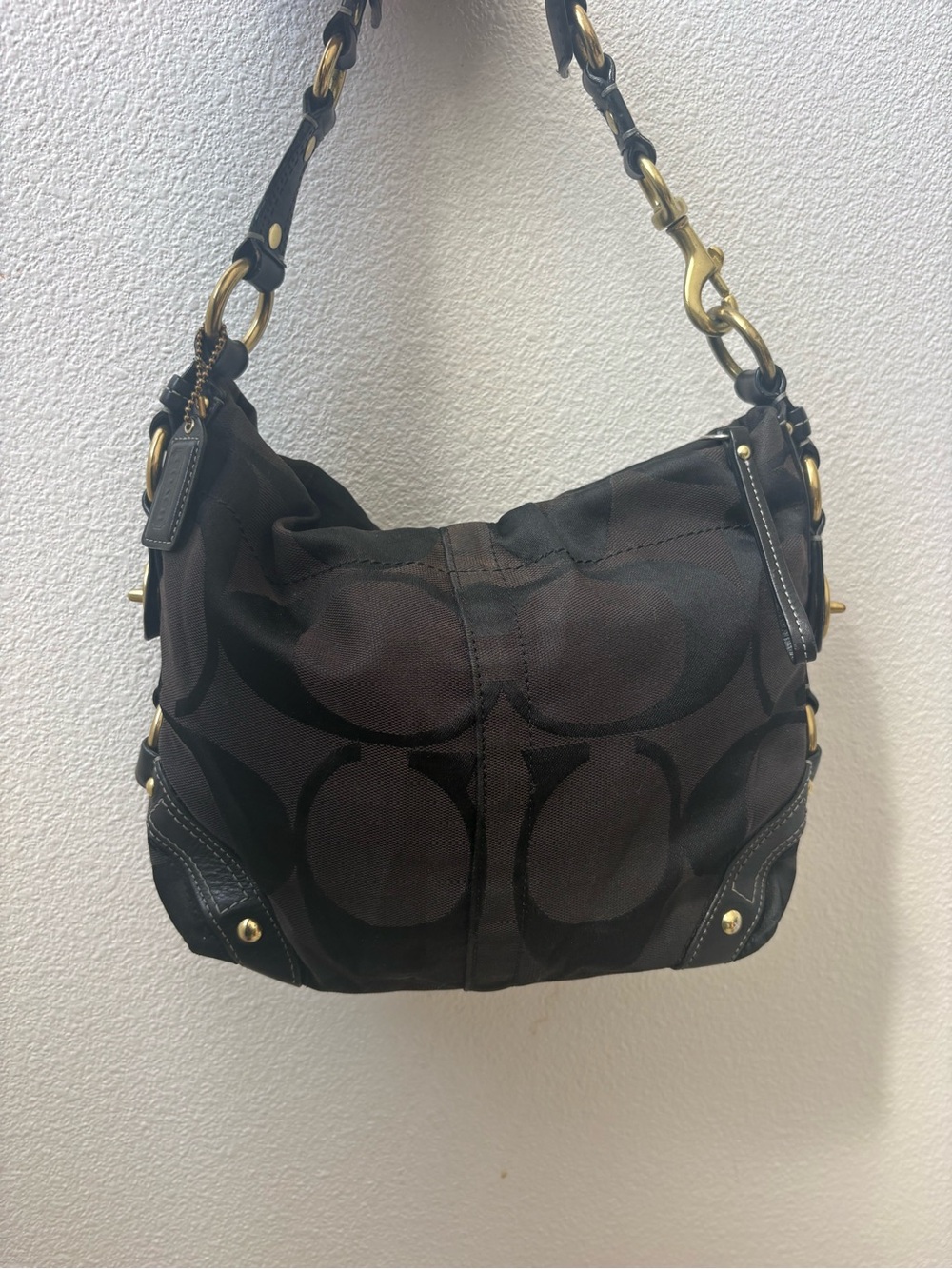 Coach Signature Canvas Hobo Bag in black